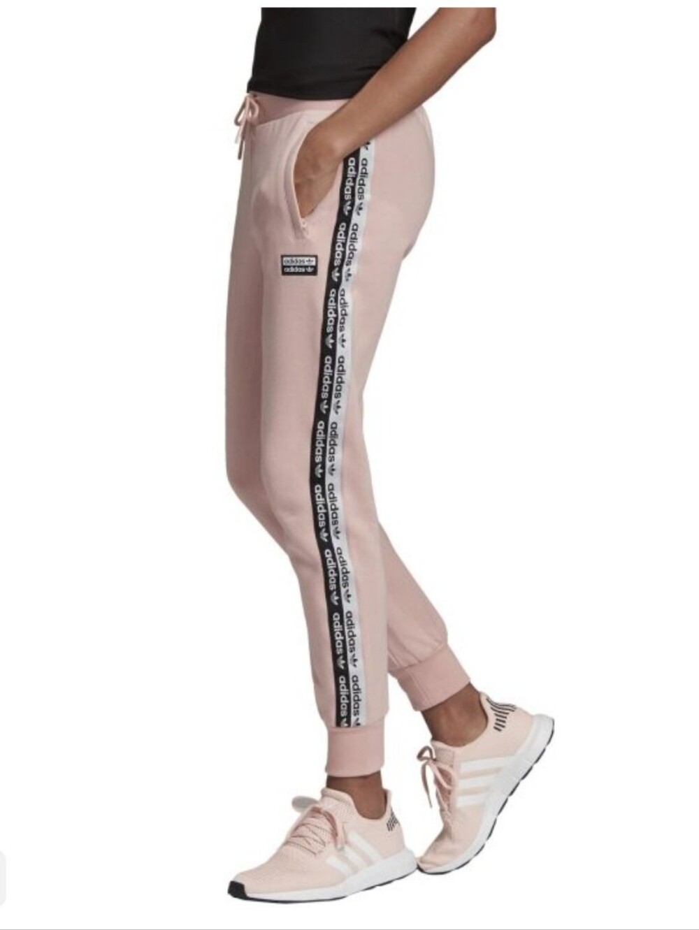 adidas Originals Cuffed Pants Cotton French Terry Pink Spirit Medium